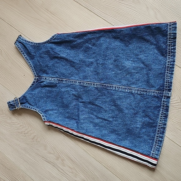 Vintage Nevada Moto Stripe Embroidered Florals Denim Dress Overalls 3X - Picture 9 of 10